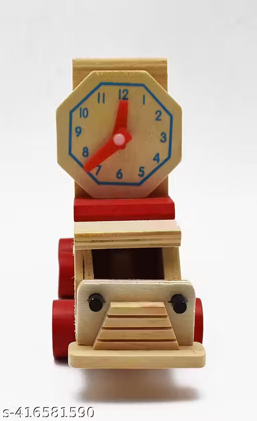 Wooden Learning Toy Car/Train - Educational Toy for Kids with Watch, Abacus, Alphabet - Push and Pull Toy for Boys and Girls