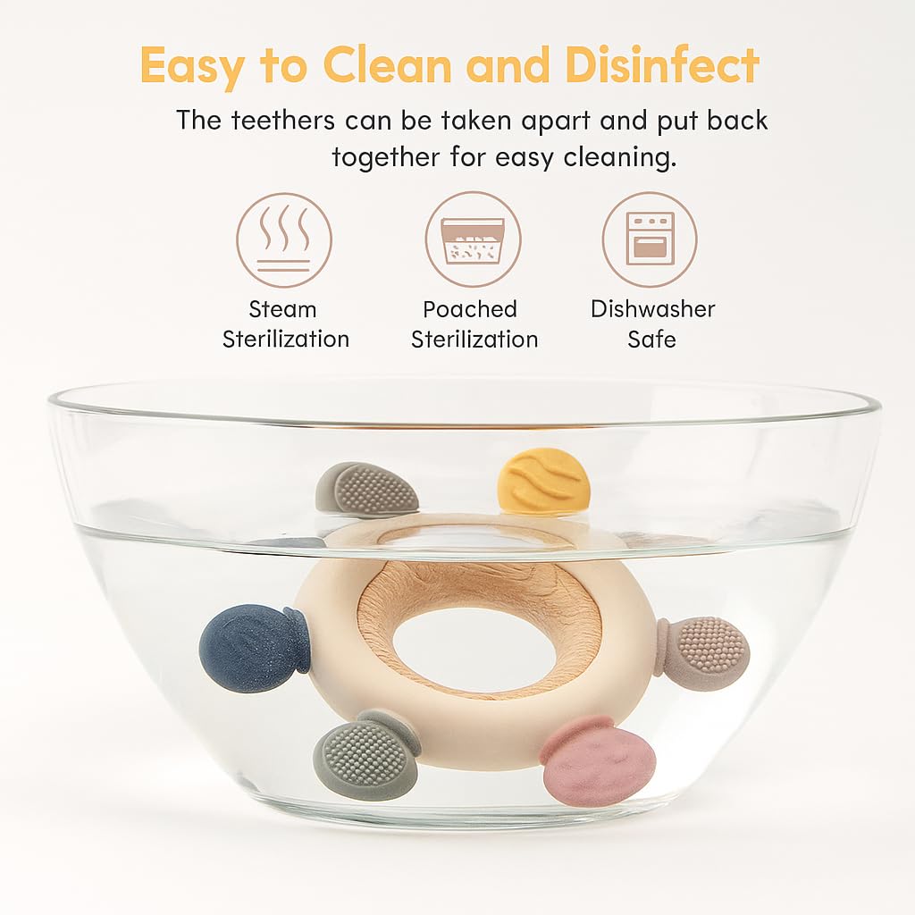 silicon teethers for baby| Baby Teething Toys - Natural Organic Freezer Safe Teether Set, Infant and Toddler