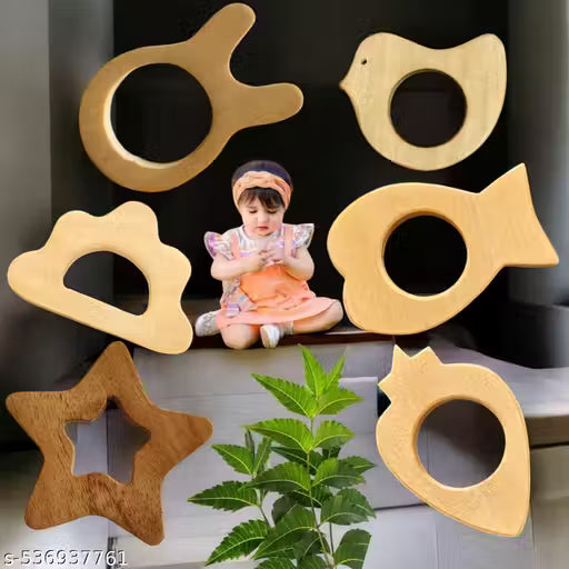 Pure Natural Neem Wood Teether for Infant  Bird ,Cat,Cloud,Star,Fish and Strawberry Shape Teether